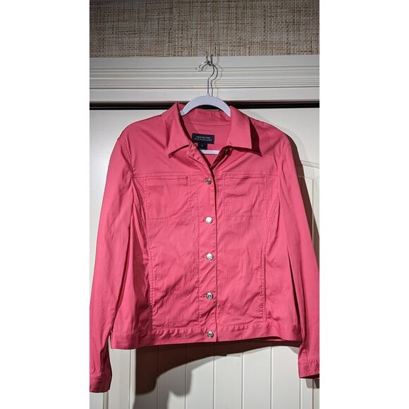 Jones New York Signature Pink/Salmon Cotton Stretch Button Up Jacket Womens Sz L - Picture 15 of 15